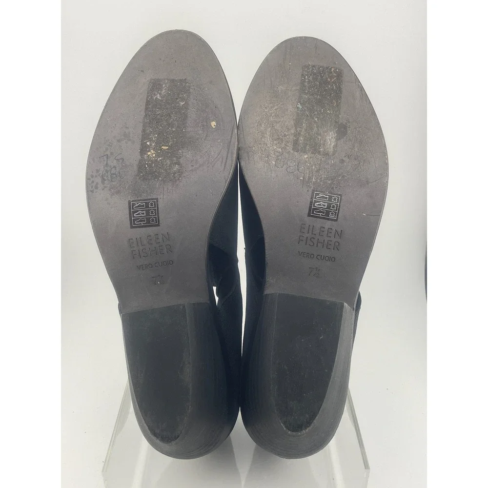 Eileen Fisher Perry black‎ nubuck suede elastic cutout shoes booties sz 7.5